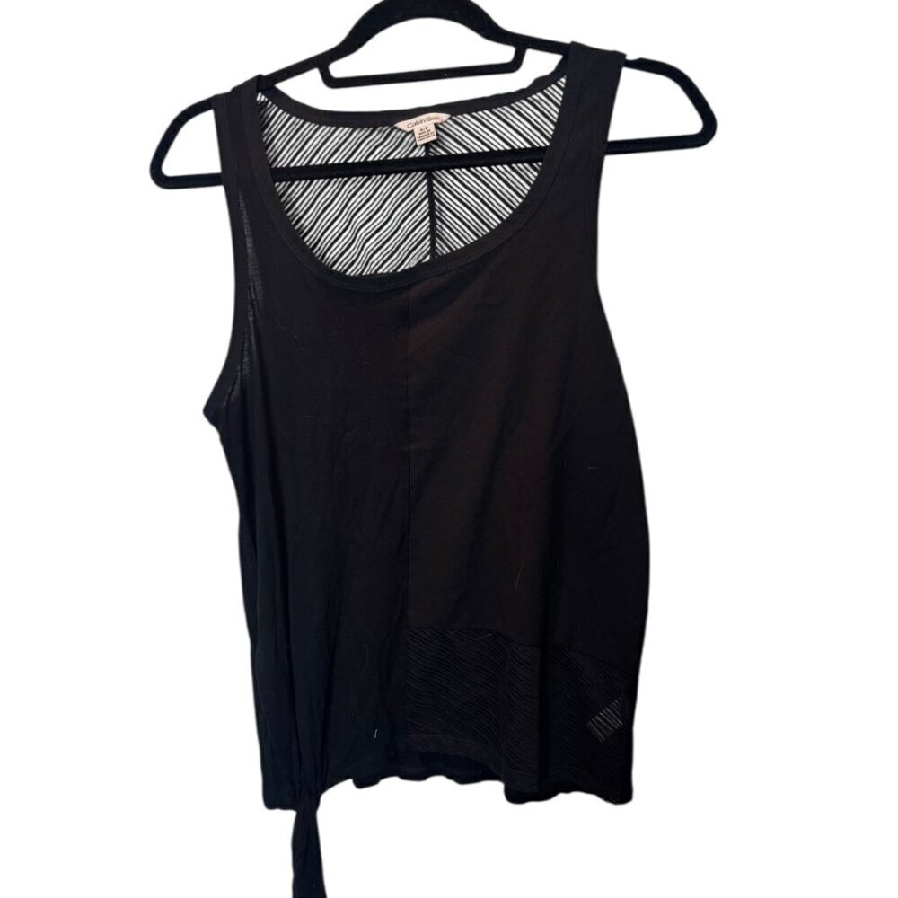 Title: Calvin Klein Black Mesh Panel Tie Front Tank Top | Size Small
